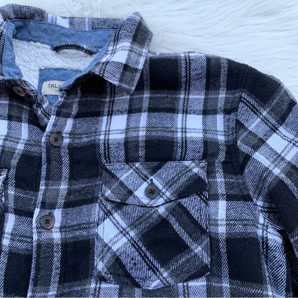 Tallwoods Bruno Milano Black Plaid Sherpa Lined Button Up Shirt Men Medium